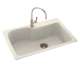 33-in D x 22-in W x 10.563-in H Solid Surface Dual Mount Single Bowl Kitchen Sink with 1-Hole in Tahiti Matrix