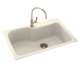 33-in D x 22-in W x 10.563-in H Solid Surface Dual Mount Single Bowl Kitchen Sink with 1-Hole in Pebble