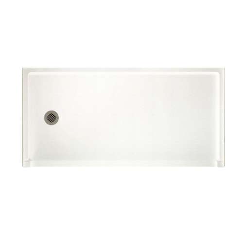 30.1875-in D x 60.375-in W x 4.1875-in H Solid Surface Shower Base with Left-Hand Drain in Tahiti White
