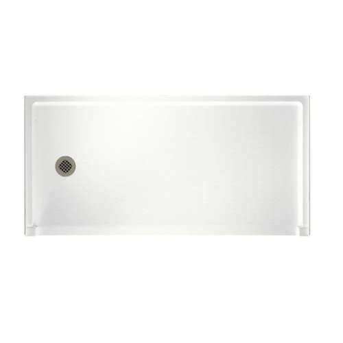 30.1875-in D x 60.375-in W x 4.1875-in H Solid Surface Shower Base with Left-Hand Drain in White