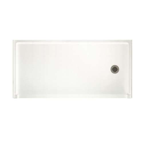 30.1875-in D x 60.375-in W x 4.1875-in H Solid Surface Shower Base with Right-Hand Drain in Tahiti White