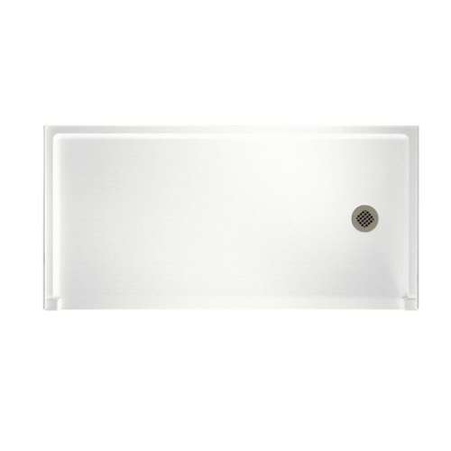 30.1875-in D x 60.375-in W x 4.1875-in H Solid Surface Shower Base with Right-Hand Drain in White