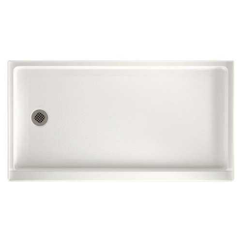 32-in D x 60-in W x 4.3125-in H Solid Surface Shower Base with Left-Hand Drain in Bisque