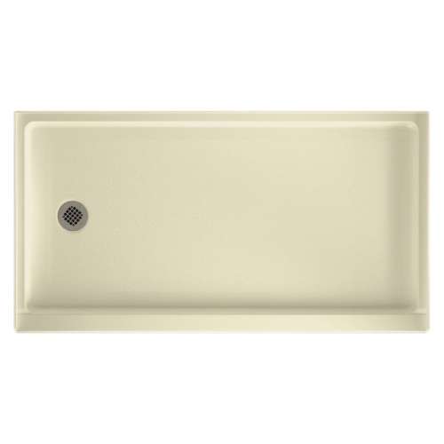32-in D x 60-in W x 4.3125-in H Solid Surface Shower Base with Left-Hand Drain in Bone