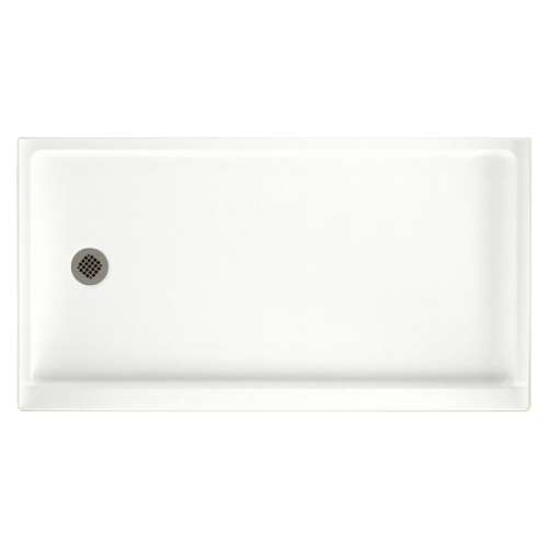 32-in D x 60-in W x 4.3125-in H Solid Surface Shower Base with Left-Hand Drain in Tahiti White