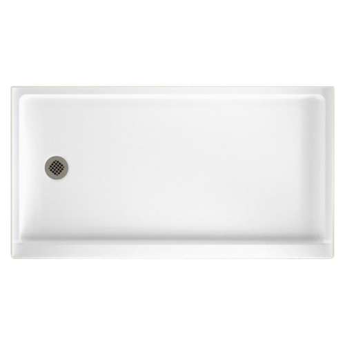 32-in D x 60-in W x 4.3125-in H Solid Surface Shower Base with Left-Hand Drain in White