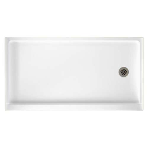 32-in D x 60-in W x 4.3125-in H Solid Surface Shower Base with Right-Hand Drain in White