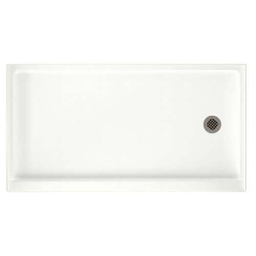 32-in D x 60-in W x 4.3125-in H Solid Surface Shower Base with Right-Hand Drain in Tahiti White