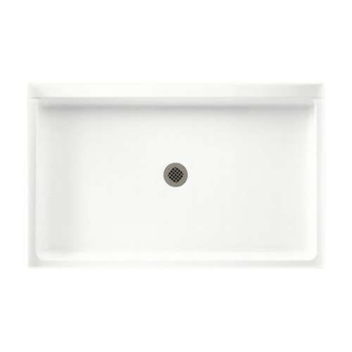 34.188-in D x 54.375-in W x 5.5-in H Solid Surface Shower Base in Tahiti White