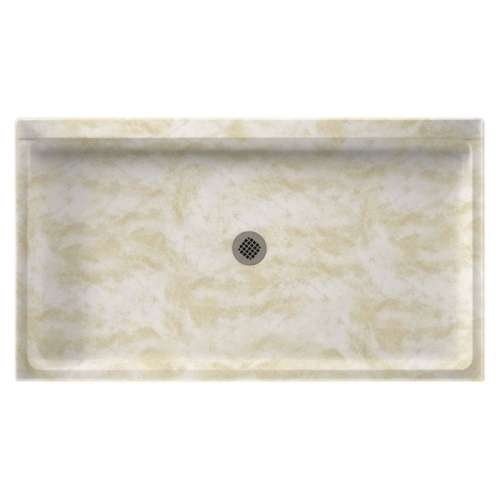 60.375-in D x 34.188-in W x 5.5-in H Solid Surface Shower Base in Cloud White