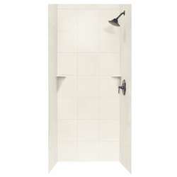 36-in D x 36-in W x 72-in H Solid Surface Bath Wall Surround in Bisque