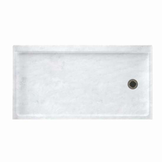 32-in D x 60-in W x 4.3125-in H Solid Surface Shower Base with Right-Hand Drain in Ice