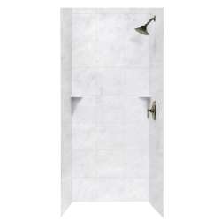 36-in D x 36-in W x 72-in H Solid Surface Bath Wall Surround in Ice