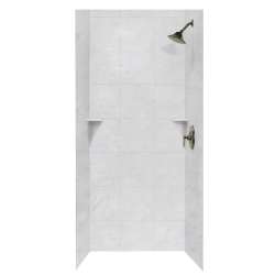 36-in D x 36-in W x 72-in H Solid Surface Bath Wall Surround in Tundra