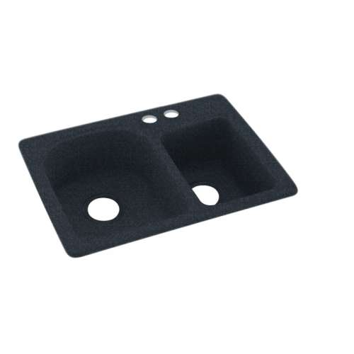 KS02518DB.2B 18-in D x 25-in W x 7.5-in H Solid Surface Dual Mount Double Bowl Kitchen Sink with 2-Hole