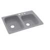 33-in D x 22-in W x 9-in H Solid Surface Dual Mount Double Bowl Kitchen Sink with 3-Hole in Gray Granite