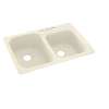 33-in D x 22-in W x 9-in H Solid Surface Dual Mount Double Bowl Kitchen Sink with 3-Hole in Pebble