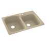 KS03322DB.122-2B 33-in D x 22-in W x 9-in H Solid Surface Dual Mount Double Bowl Kitchen Sink with 2-Hole in Prairie