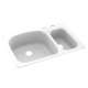 33-in D x 22-in W x 9.75-in H Solid Surface Dual Mount Double Bowl Kitchen Sink with 2-Hole in White