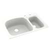 33-in D x 22-in W x 9.75-in H Solid Surface Dual Mount Double Bowl Kitchen Sink with 2-Hole in Tahiti White