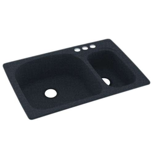 33-in D x 22-in W x 9.75-in H Solid Surface Dual Mount Double Bowl Kitchen Sink with 3-Hole