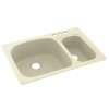 33-in D x 22-in W x 9.75-in H Solid Surface Dual Mount Double Bowl Kitchen Sink with 3-Hole in Bone