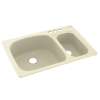33-in D x 22-in W x 9.75-in H Solid Surface Dual Mount Double Bowl Kitchen Sink with 4-Hole in Bone