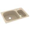 33-in D x 22-in W x 9.75-in H Solid Surface Dual Mount Double Bowl Kitchen Sink with 2-Hole in Bermuda Sand