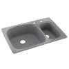 33-in D x 22-in W x 9.75-in H Solid Surface Dual Mount Double Bowl Kitchen Sink with 2-Hole in Gray Granite