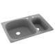 33-in D x 22-in W x 9.75-in H Solid Surface Dual Mount Double Bowl Kitchen Sink with 2-Hole in Gray Granite