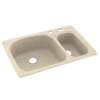 33-in D x 22-in W x 9.75-in H Solid Surface Dual Mount Double Bowl Kitchen Sink with 2-Hole in Tahiti Desert