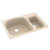 33-in D x 22-in W x 9.75-in H Solid Surface Dual Mount Double Bowl Kitchen Sink with 2-Hole in Tahiti Sand