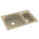 KS03322LS.122-2B 33-in D x 22-in W x 9.75-in H Solid Surface Dual Mount Double Bowl Kitchen Sink with 2-Hole in Prairie