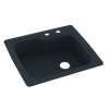 25-in D x 22-in W x 9.5-in H Solid Surface Dual Mount Single Bowl Kitchen Sink with 2-Hole in Black Galaxy