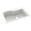 33-in D x 22-in W x 10.563-in H Solid Surface Dual Mount Single Bowl Kitchen Sink with 3-Hole in Tahiti White
