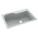 KS03322SB.053-2B 33-in D x 22-in W x 10.563-in H Solid Surface Dual Mount Single Bowl Kitchen Sink with 2-Hole in Tahiti Gray