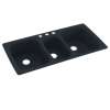 44-in D x 22-in W x 9.5-in H Solid Surface Dual Mount Triple Bowl Kitchen Sink with 3-Hole in Black Galaxy