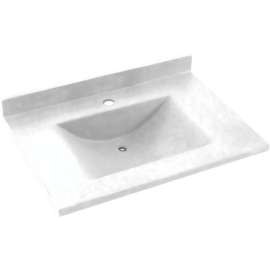 Composite 25-in x 22-in Integral Single Sink Bathroom Vanity Top
