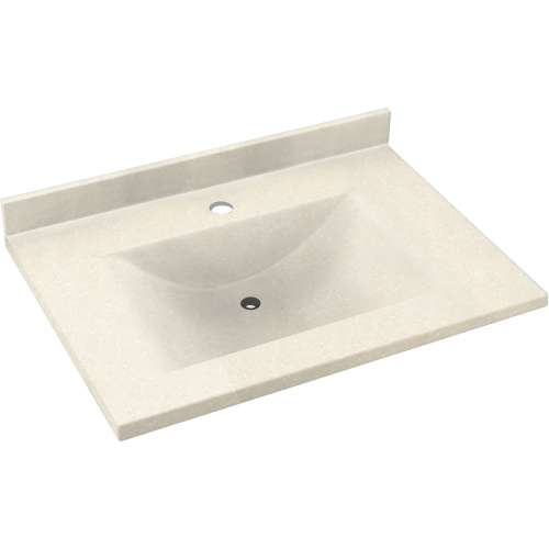 Composite 25-in x 22-in Integral Single Sink Bathroom Vanity Top in Pebble