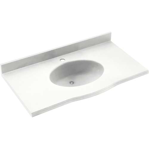Europa EV1B2249-010 Solid Surface 49-in x 22-in Integral Single Sink Bathroom Vanity Top in White