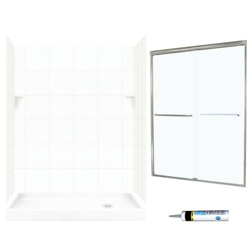 SQP326R010-M58570NC 72.5-in x 60-in x 32-in 5-Piece Alcove Shower Kit in White