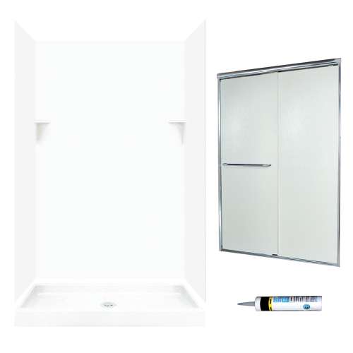 SSP3248010-M46570CR 72-in x 48-in x 32-in 5-Piece Alcove Shower Kit in White