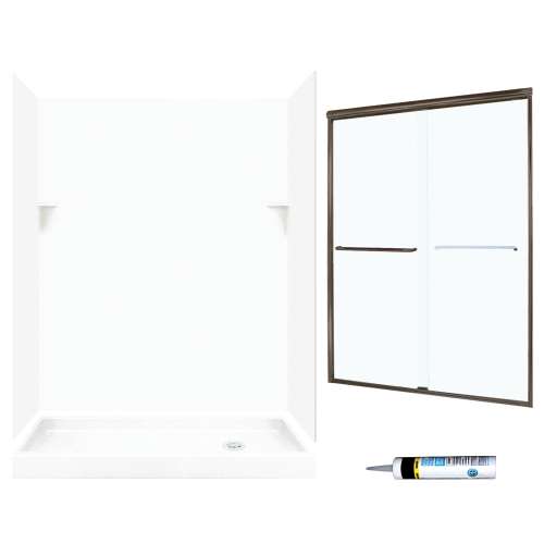 SSP326R010-M58570BC 72-in x 60-in x 32-in 5-Piece Alcove Shower Kit in White