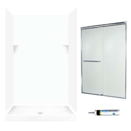 SSP3448010-M46570CR 72-in x 48-in x 34-in 5-Piece Alcove Shower Kit in White