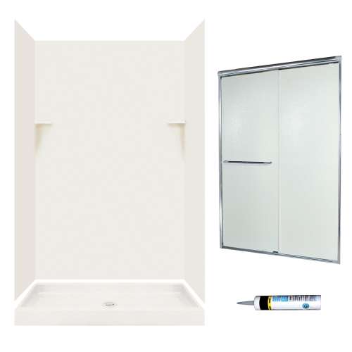 SSP3448018-M46570CR 72-in x 48-in x 34-in 5-Piece Alcove Shower Kit in Bisque