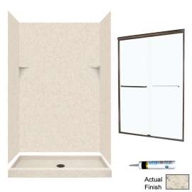 Solid Surface 34-in x 48-in x 72-in 5-Piece Alcove Shower Kit