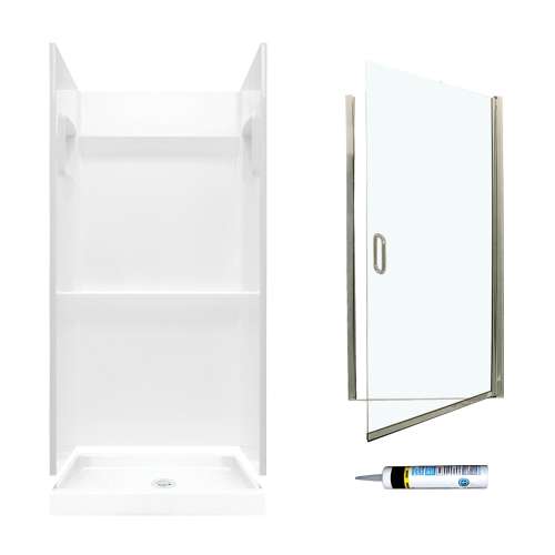 Veritek SVP3232010-M28570NC 73.25-in x 32-in x 32-in 3-Piece Alcove Shower Kit in White