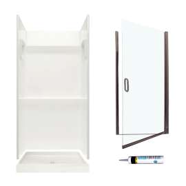Veritek 32-in x 32-in x  73.25-in 3-Piece Alcove Shower Kit
