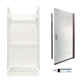 SVP3232-M28570BR Veritek 73.25-in x 32-in x 32-in 3-Piece Alcove Shower Kit