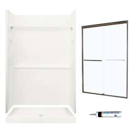 Veritek 34-in x 48-in x 73.25-in 3-Piece Alcove Shower Kit